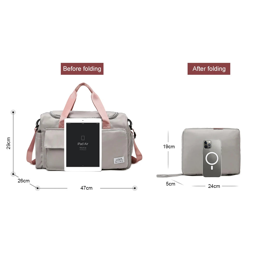 Foldable Overnight Bag Weekend Bag Multifunctional Fitness Training Bag
