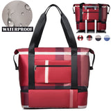 Large Capacity Plaid Travel Bag Waterproof Duffle Gym Yoga Shoulder Bag
