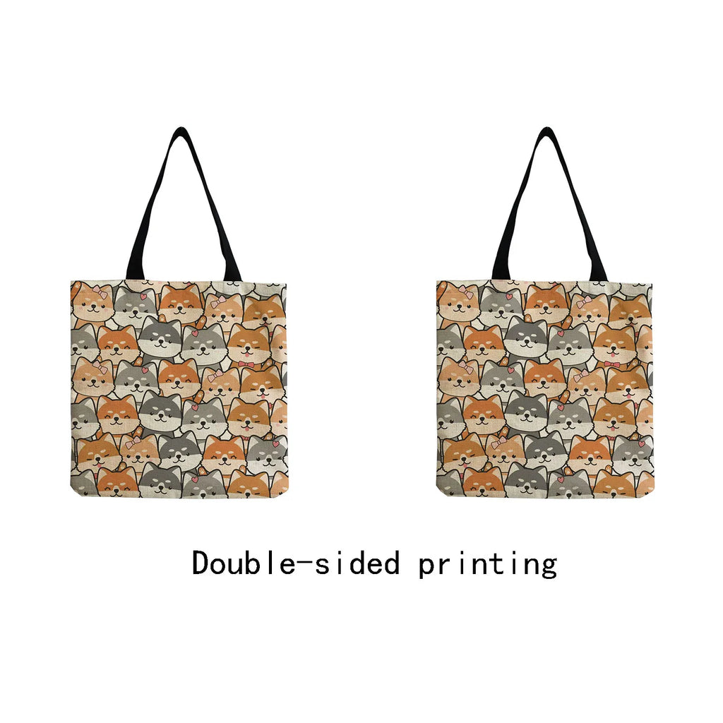 Cat Print Foldable Shopper Bag Tote Portable Handbag