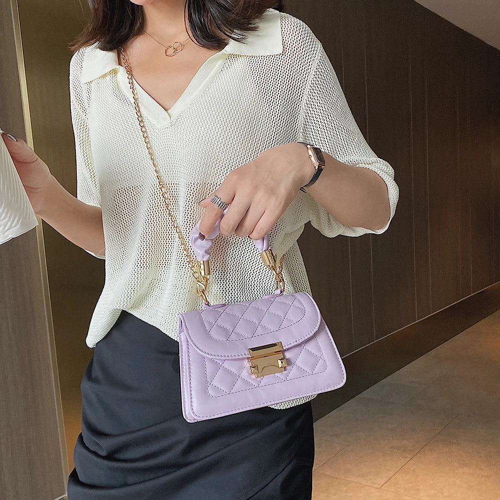 Stone Crossbody Bag with Folding Handle for Women