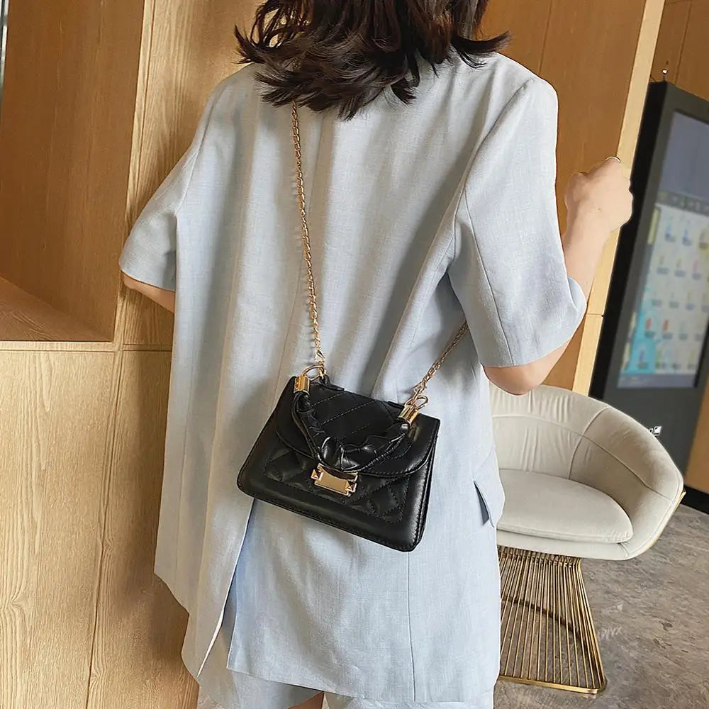 Stone Crossbody Bag with Folding Handle for Women