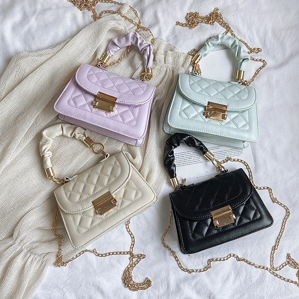 Stone Crossbody Bag with Folding Handle for Women