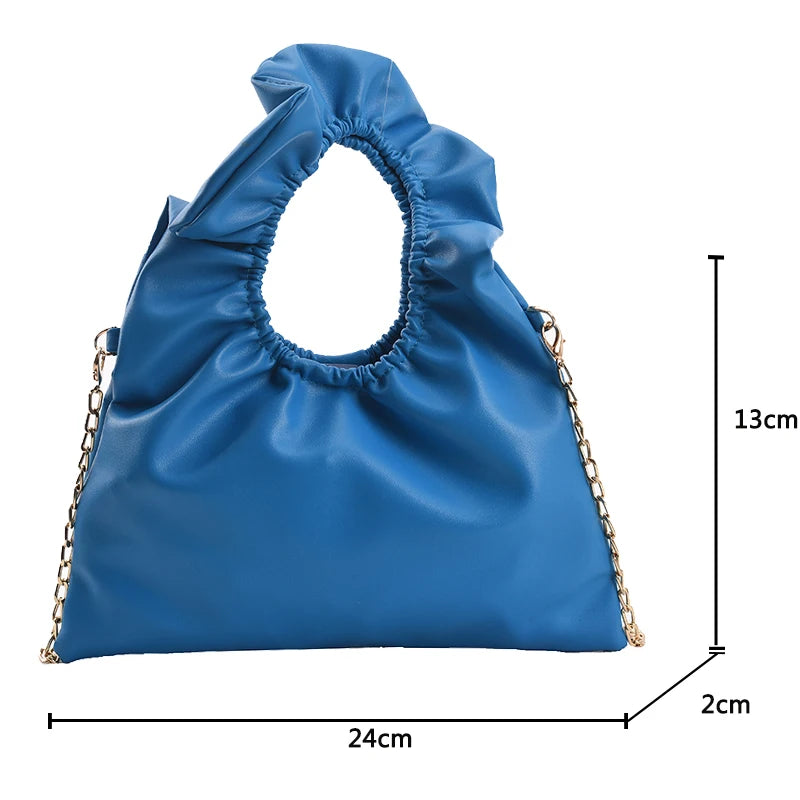 Small PU Leather Tote with Round Handle for Women