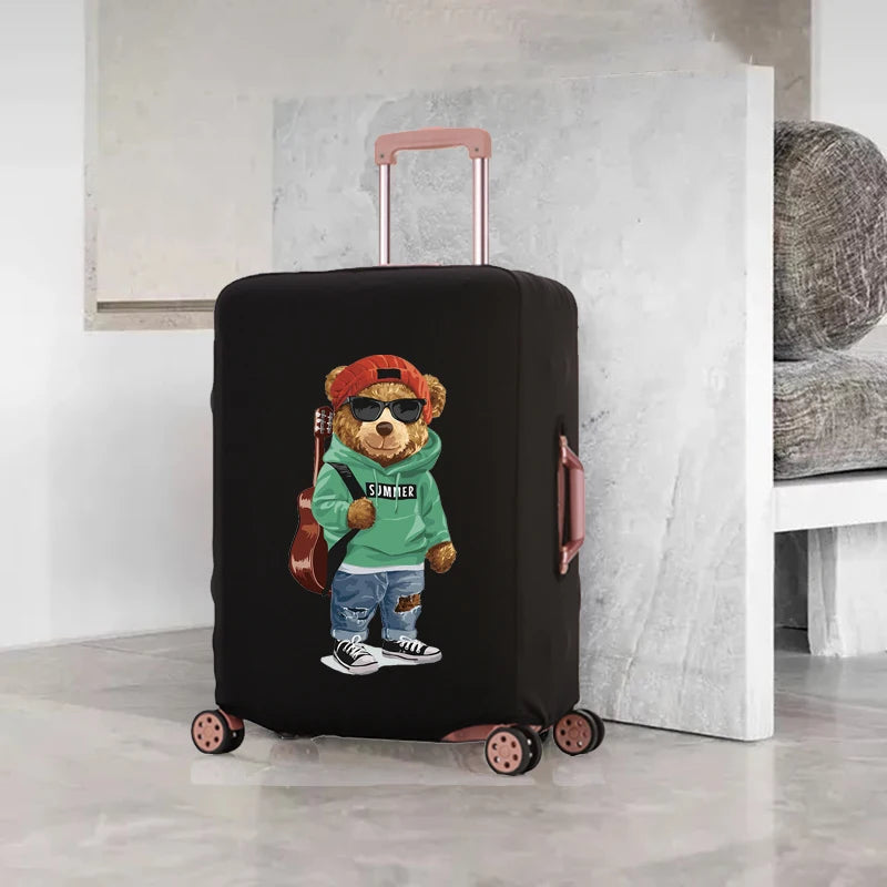 Bear Doll Pattern Luggage Cover 18-32 Inch Elastic Protector Dust-proof Set