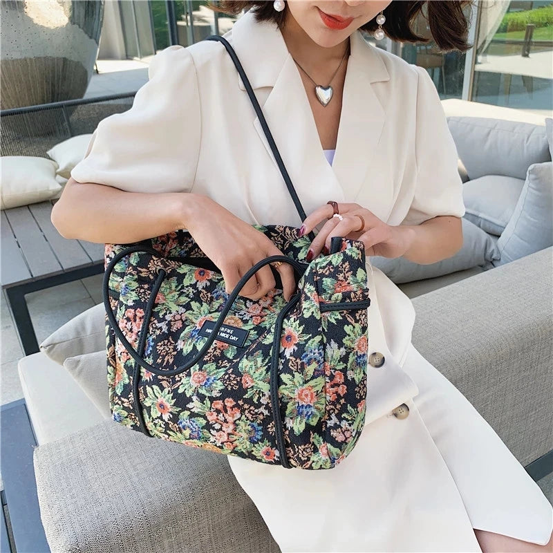 Forest Flowers High Capacity Big Shopper Shoulder Bags for Women