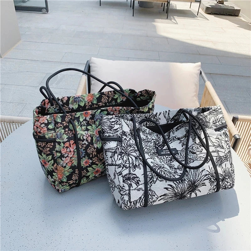 Forest Flowers High Capacity Big Shopper Shoulder Bags for Women