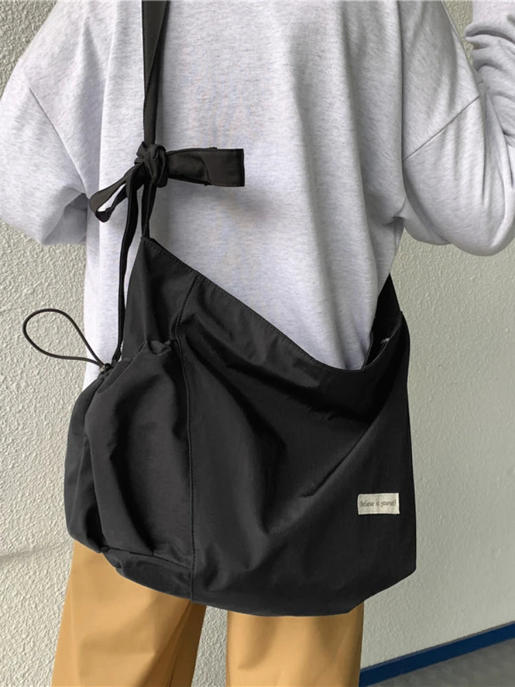 Big Capacity Canvas Shoulder Bag Y2K Grunge Style