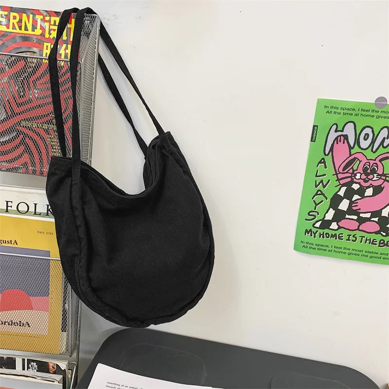 Foufurieux Canvas Bag Solid Retro Literature Large-capacity Tote