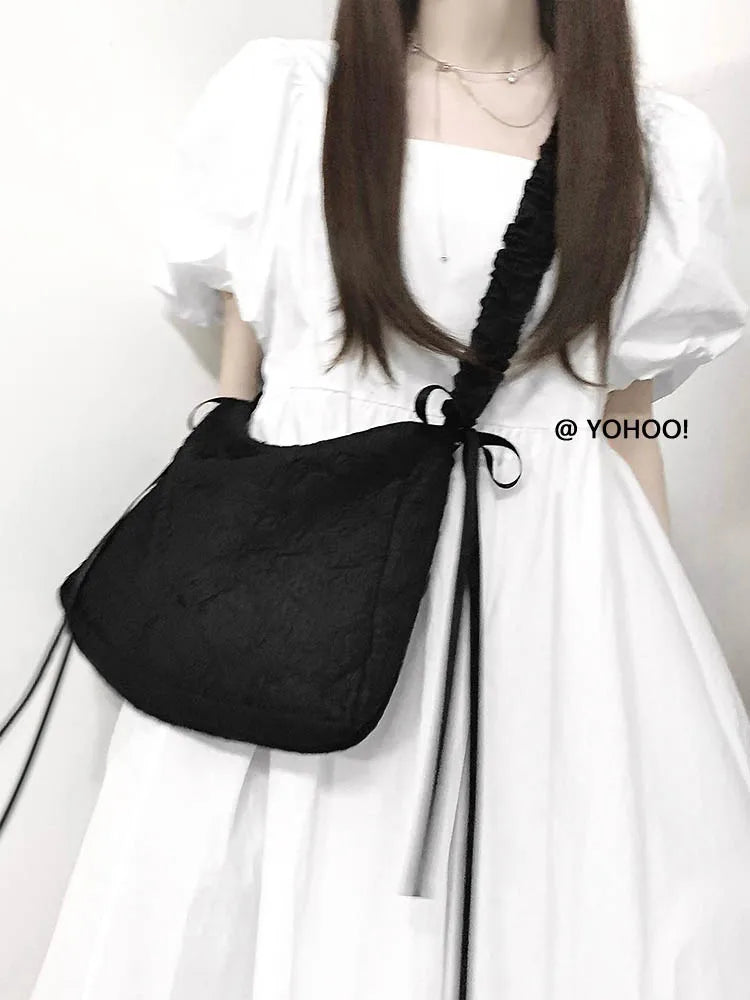 Canvas Schoolbag Crossbody Bag Large Capacity Woman Packs