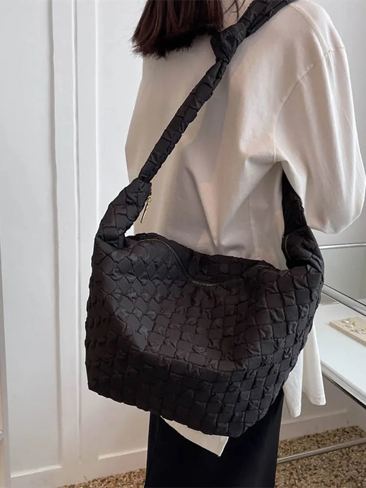 Foufurieux Cotton Large Capacity Shoulder Bag Spring Plaid Female Bag