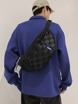Plaid Vintage Crossbody Chest Bag Japanese Casual Waist Packs