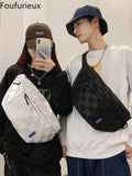 Plaid Vintage Crossbody Chest Bag Japanese Casual Waist Packs