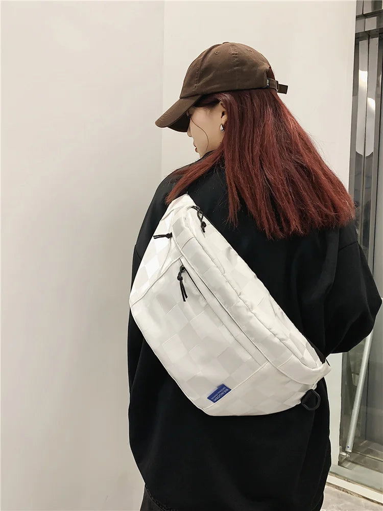 Plaid Vintage Crossbody Chest Bag Japanese Casual Waist Packs