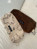 Japanese Retro Corduroy Pencil Case Baby Bear Stationery Storage Bag