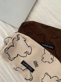 Japanese Retro Corduroy Pencil Case Baby Bear Stationery Storage Bag