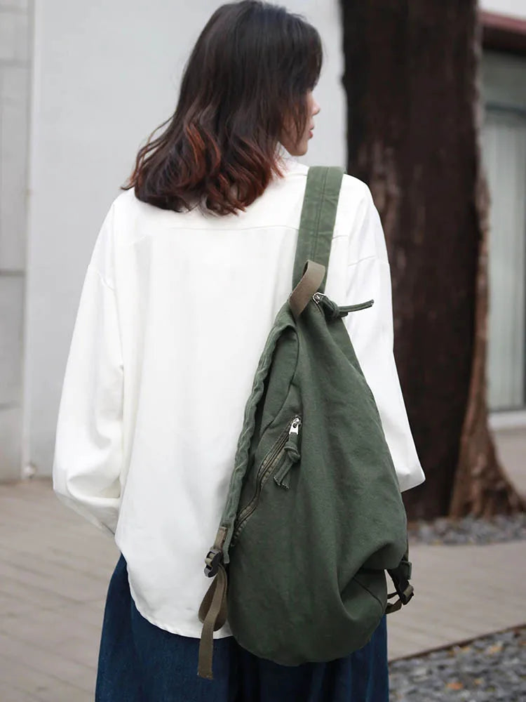 Foufurieux Japanese Canvas Backpack Large Capacity Schoolbag
