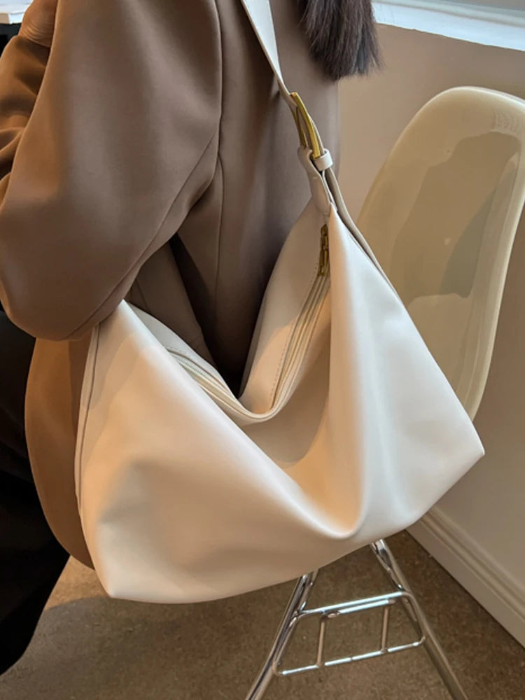 Retro Large Shoulder Bag Casual Zipper Ladies Bag
