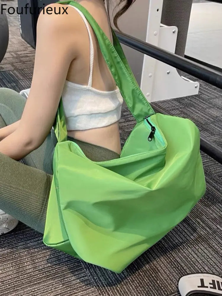 Foufurieux Sporty Style Neon Green Shoulder Bag