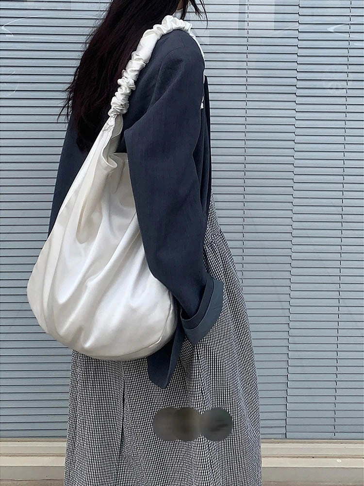 Canvas Schoolbag Texture Pleats Waist Pack