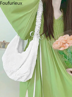 Foufurieux Woman Waist Packs Pleats One Shoulder Crossbody Bag