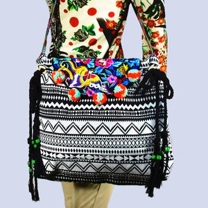Vintage Ethnic Shoulder Hobo Embroidery Floral Cross Body Bag
