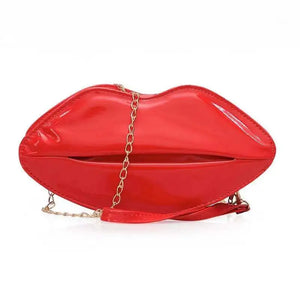 French One-shoulder Small Bag Red Lips Chain Handbag