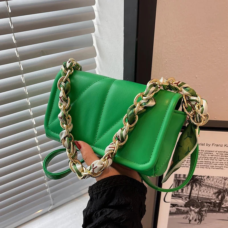 French Style Small Square Bags Soft Surface Chain Shoulder Messenger Bags