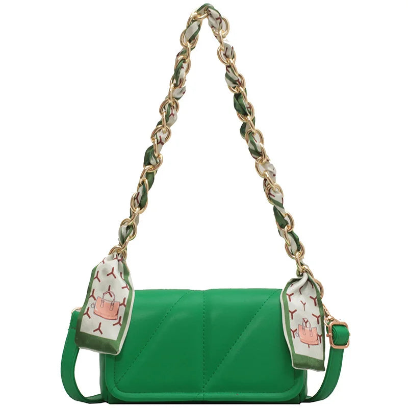 French Style Small Square Bags Soft Surface Chain Shoulder Messenger Bags