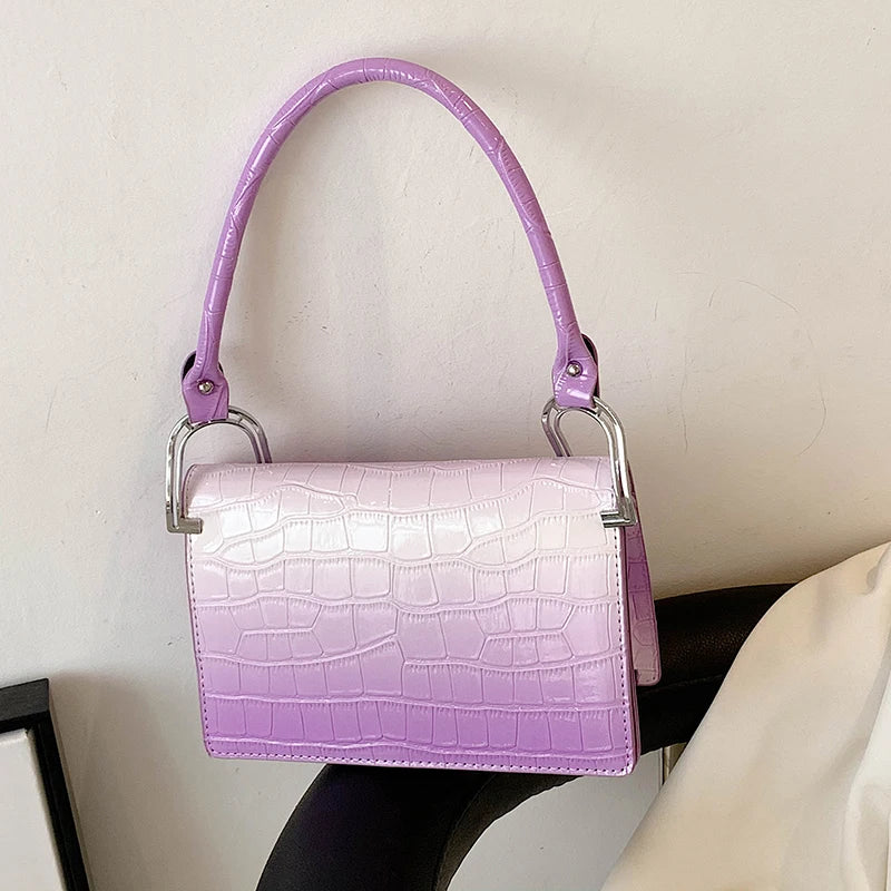 French Stone Pattern Shoulder Bag Summer Women Gradient Underarm Bags