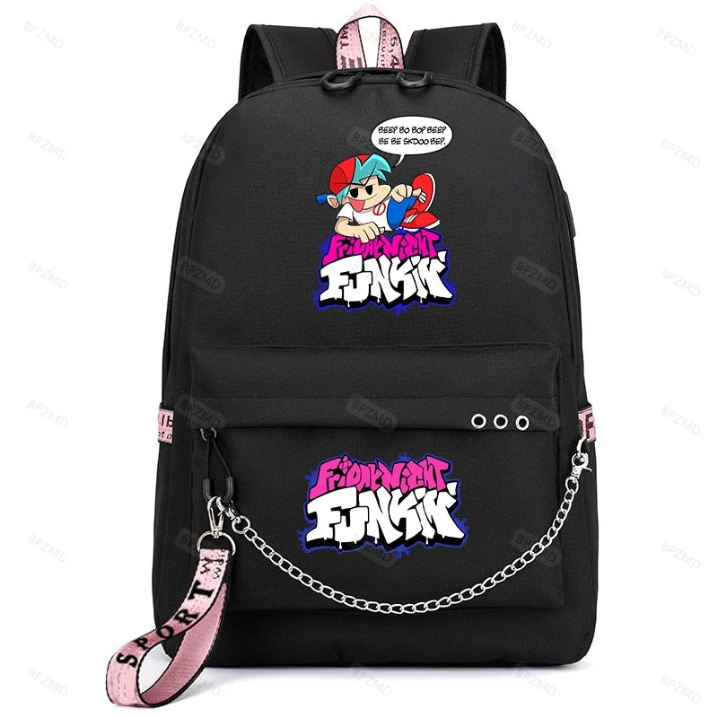 Friday Night Funkin Usb Charging Backpacks Mochila Backpacks
