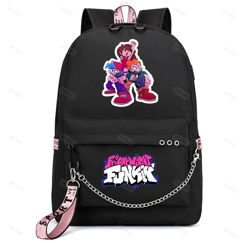 Friday Night Funkin Usb Charging Backpacks Mochila Backpacks