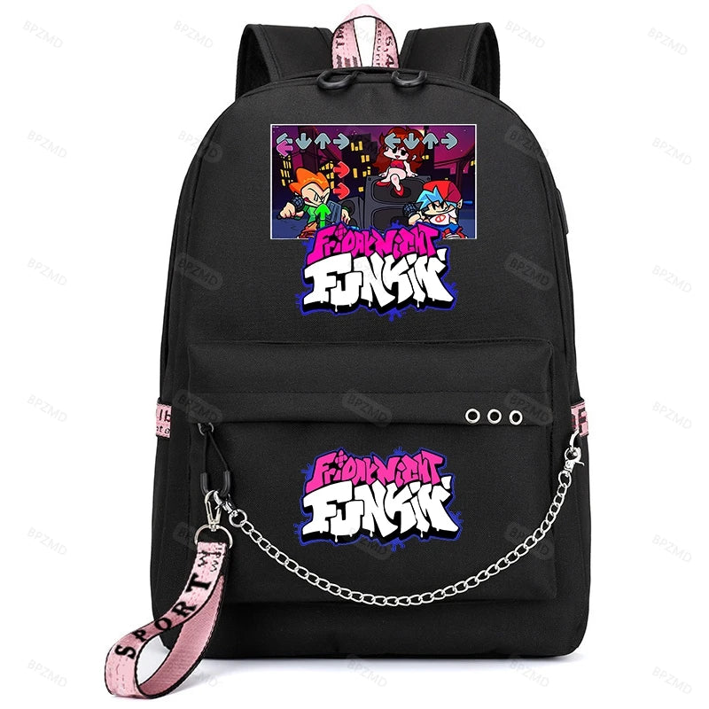 Friday Night Funkin Usb Charging Backpacks Mochila Backpacks