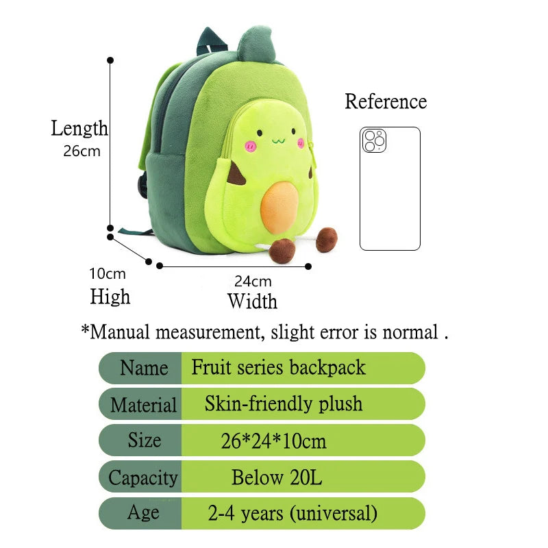 Fruit Cartoon Plush Backpack Bag for Kids