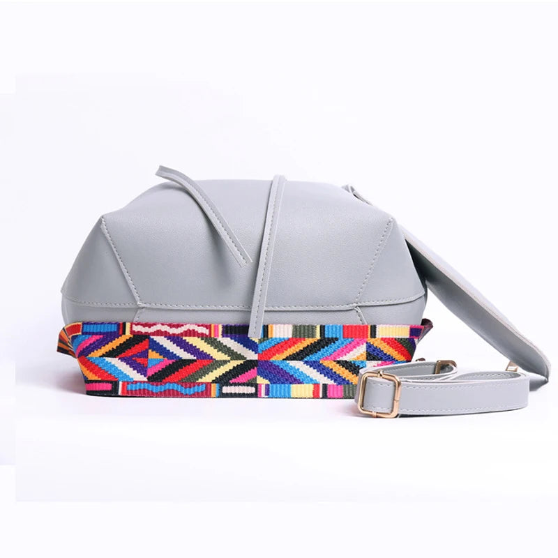 Women Bucket Bag PU Leather Messenger Handbag