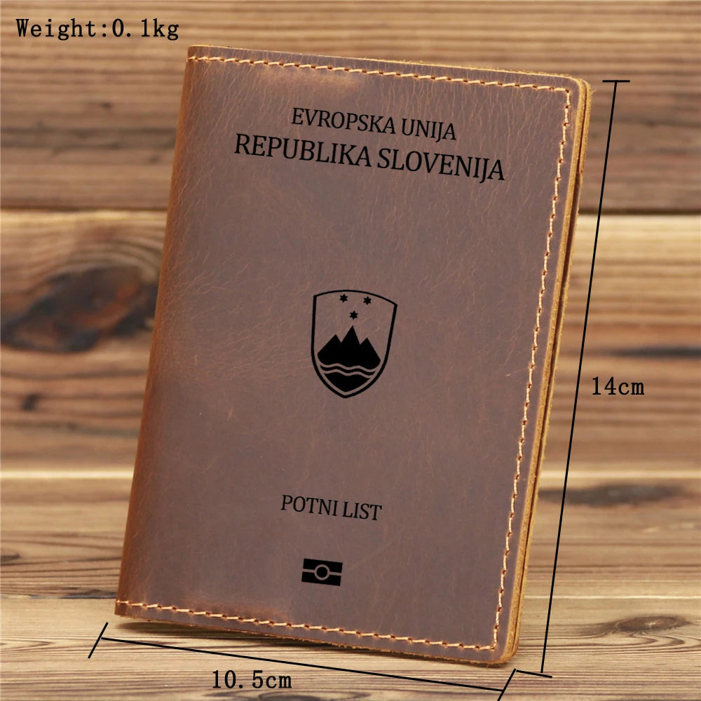 Leather Slovenia Passport Cover Travel Wallet Holder
