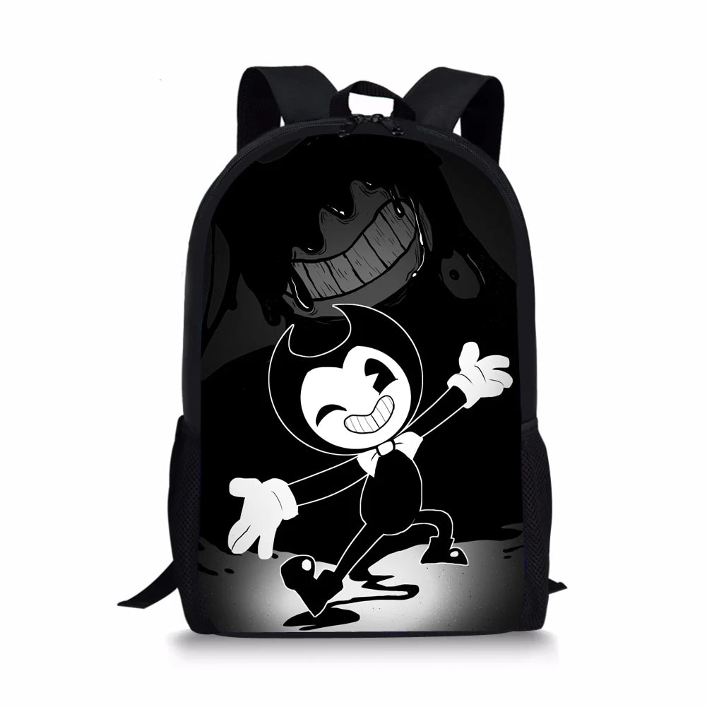 Bendy-Ink-Machine Print Kids School Backpack Cartoon Student School Bag