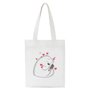 Cartoon Bear Shopping Bag Tote Bag Large Capacity Shoulder Canvas Bag