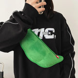 Cartoon Pea Green Chest Bag for Women Waist Shoulder Female Fanny Pack
