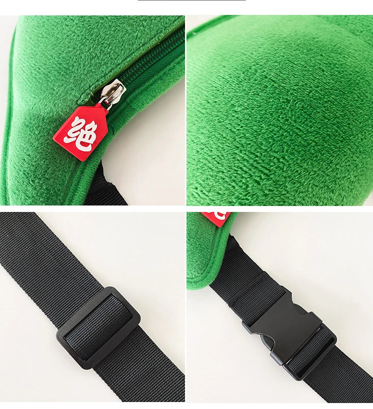 Cartoon Pea Green Chest Bag for Women Waist Shoulder Female Fanny Pack