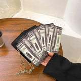 Poker Tower Dollar Cartoon Print Shoulder Bag Chain Messenger Handbag