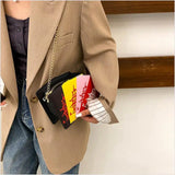 Poker Tower Dollar Cartoon Print Shoulder Bag Chain Messenger Handbag