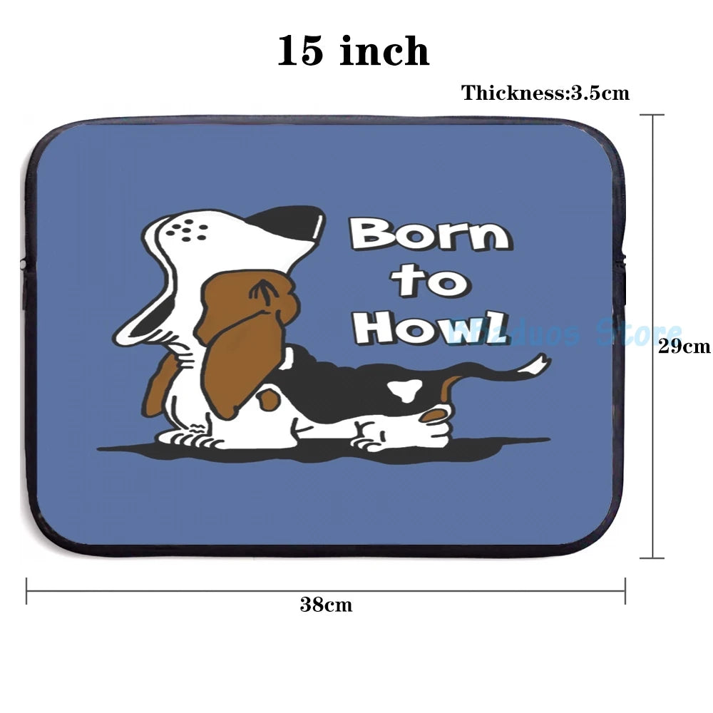 Born to Howl Basset Hound USB Charge Backpack School Travel Laptop Bag