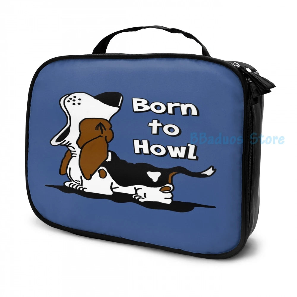 Born to Howl Basset Hound USB Charge Backpack School Travel Laptop Bag