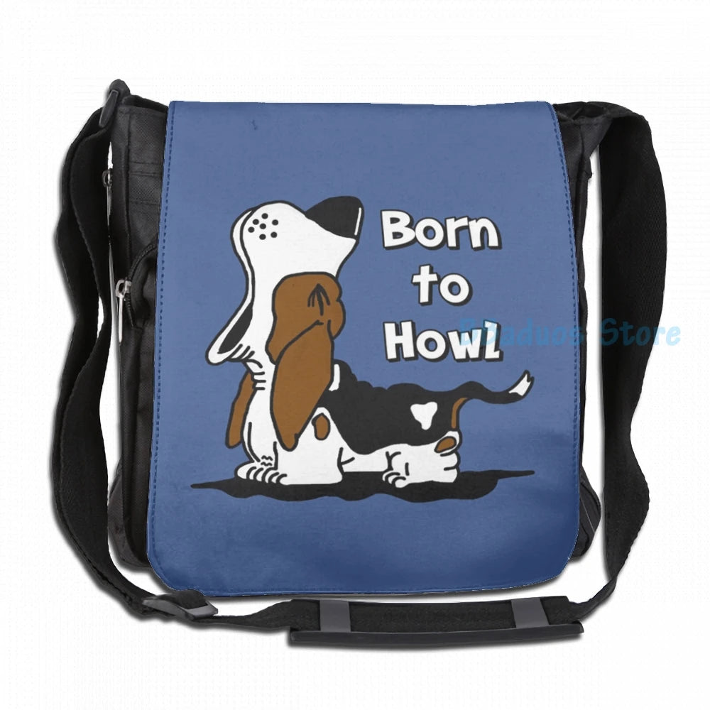 Born to Howl Basset Hound USB Charge Backpack School Travel Laptop Bag