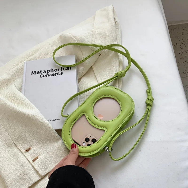 Funny Personality Paper Clip Mobile Phone Bag Female Hollow Out Small Bag