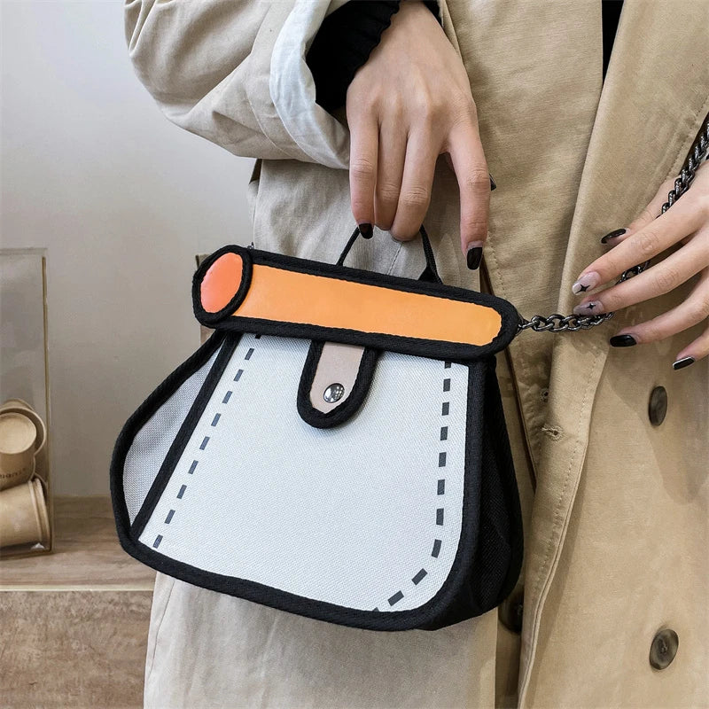 Funny 3D Printing Shoulder Bag for Women, Cartoon Crossbody Tote Bag