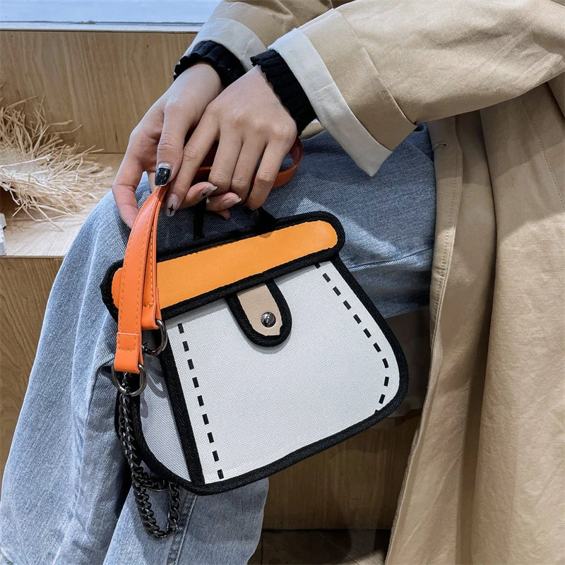 Funny 3D Printing Shoulder Bag for Women, Cartoon Crossbody Tote Bag