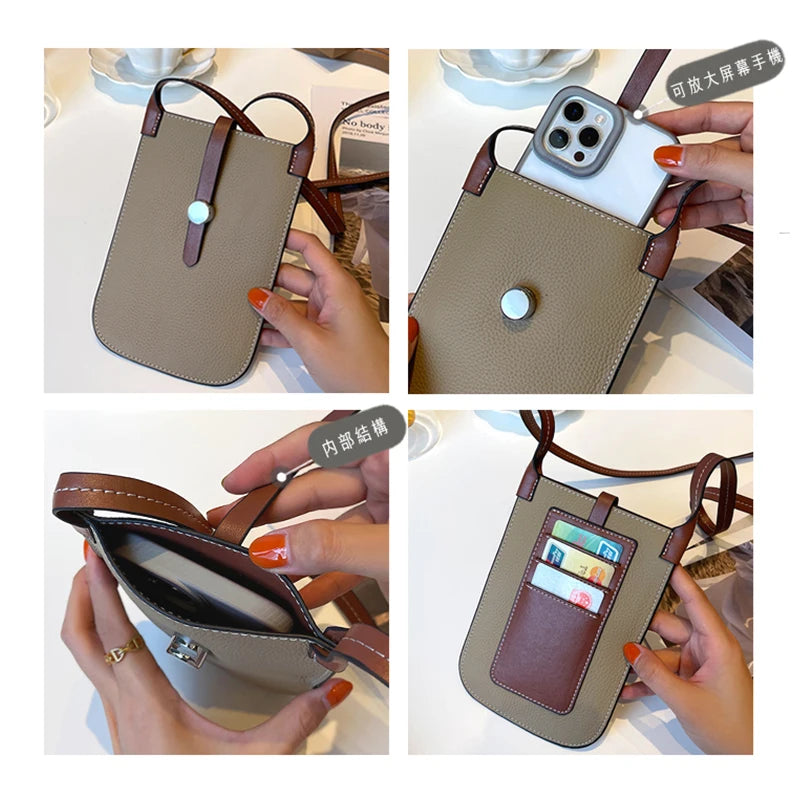 Cowhide Mobile Phone Bag Female Messenger Bag Leather Lightweight