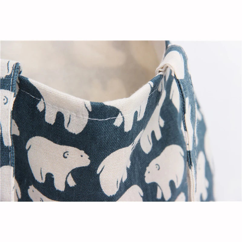 Cartoon Polar Bear Women Handbags Lady's Bag Single Shoulder Canvas Bag