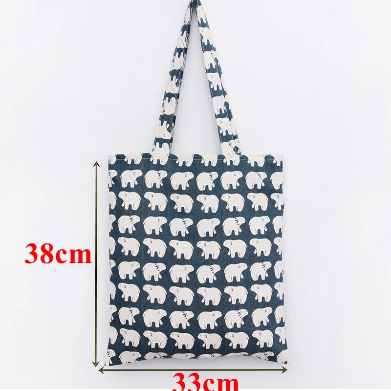 Cartoon Polar Bear Women Handbags Lady's Bag Single Shoulder Canvas Bag